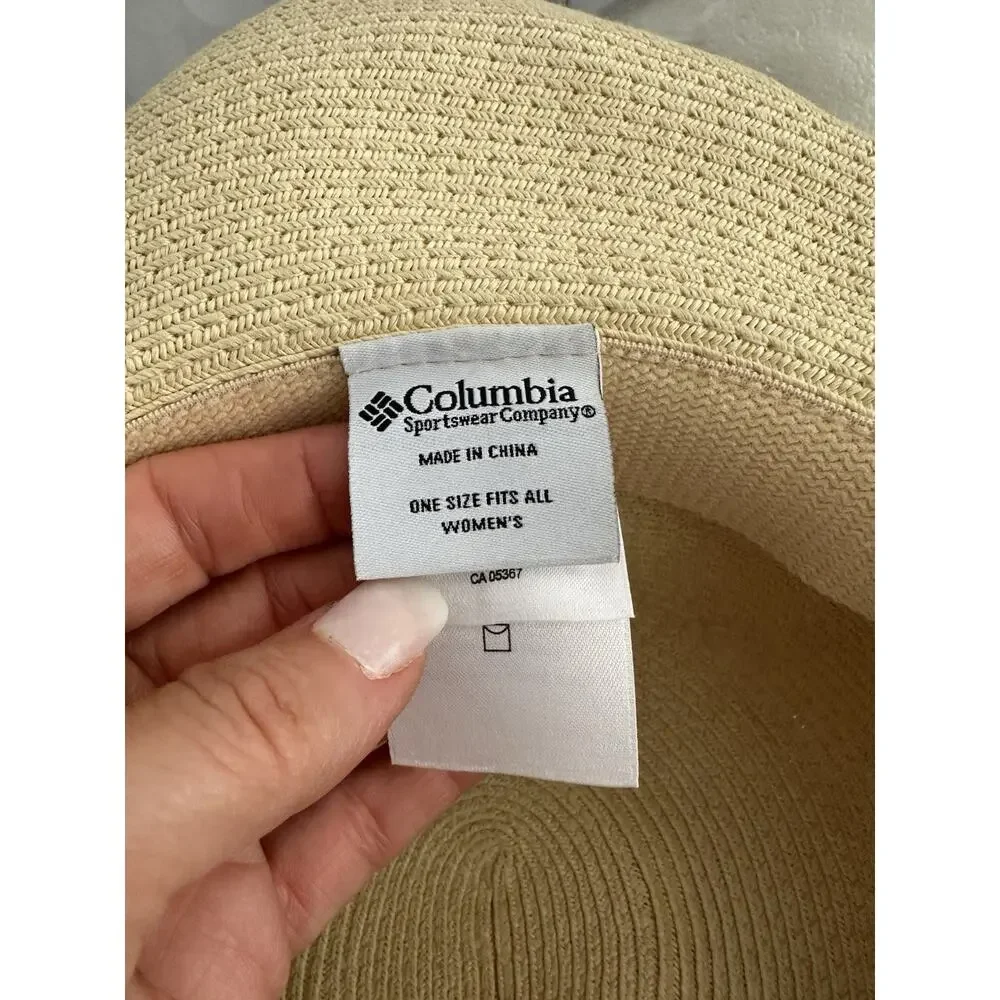 COLUMBIA Womens Woven Sun Hat Tan Wide Brim Sun Goddess Style Outdoor One Size
